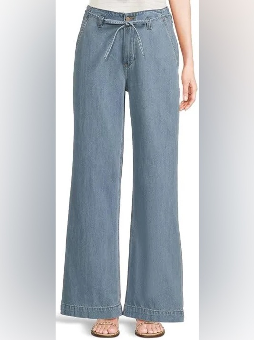 PAIGE Light Blue Wide Leg Jeans - Picture 9 of 10